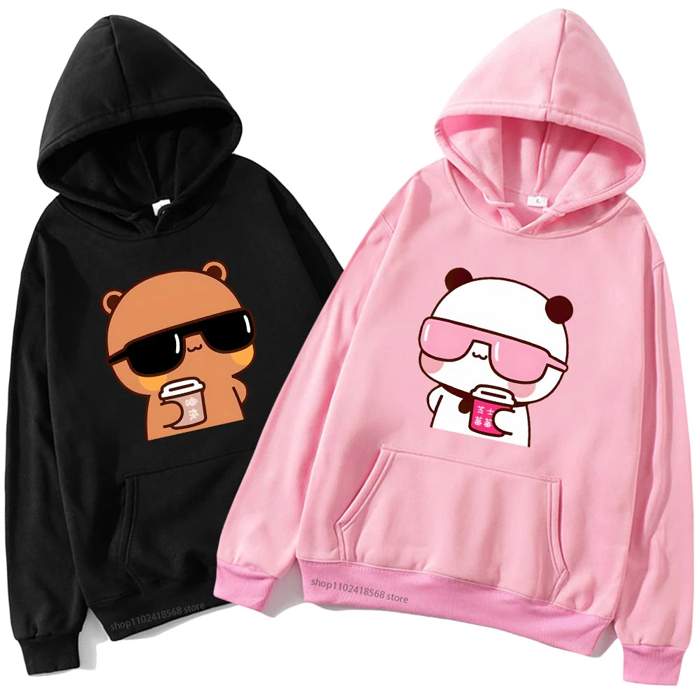 Sweat à capuche imprimé dessin animé Bubu Dudu pour hommes et femmes, sweats à capuche chauds, pull Kawaii, sweat Harajuku pour couple, sweat à capuche en polaire
