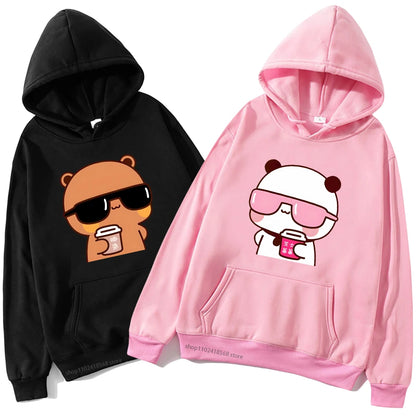 Sweat à capuche imprimé dessin animé Bubu Dudu pour hommes et femmes, sweats à capuche chauds, pull Kawaii, sweat Harajuku pour couple, sweat à capuche en polaire