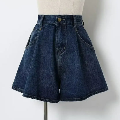 Jean court taille haute à jambes larges pour femmes, pantalon d'été fin, ample, amincissant, ligne a, grande taille, couverture des hanches, Short polyvalent
