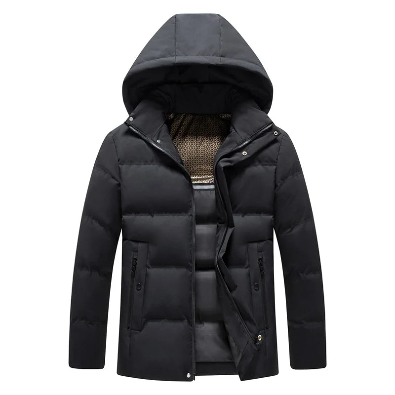 Parka décontractée à capuche pour hommes d'affaires, vêtements d'extérieur imperméables, chaud, sourire, veste en coton épais, extérieur, coupe-vent, hiver