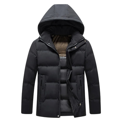 Parka décontractée à capuche pour hommes d'affaires, vêtements d'extérieur imperméables, chaud, sourire, veste en coton épais, extérieur, coupe-vent, hiver