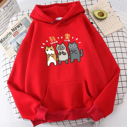 Sweat-shirt à capuche pour hommes, vêtements Wei, confort, vigueur, loisirs, sport, vêtements polyvalents pour jeunes, trois chats applaudissements et applaudissements