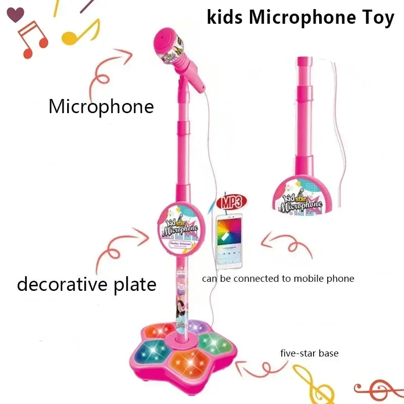 Microphone pour enfants avec support, chanson de karaoké, micro Vertical, Instrument de musique, jouets éducatifs d'entraînement cérébral, cadeau d'anniversaire pour fille et garçon