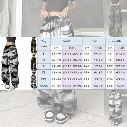 Pantalon de survêtement camsalomon pour femme, streetwear, harajuku, proximité wstring, taille élastique, sarouel, hip hop, parachute, pantalon de jogging baggy Y2k
