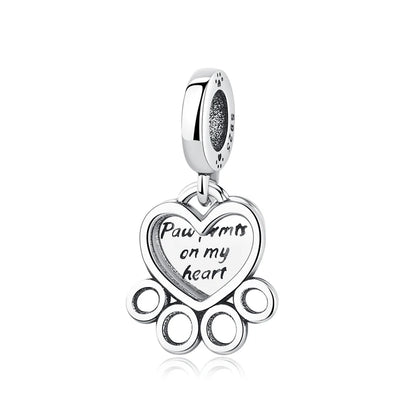 Original 925 en argent Sterling breloque perle amour chien chat patte Panda luciole pendentif breloques idéal pour bracelet colliers femmes bijoux
