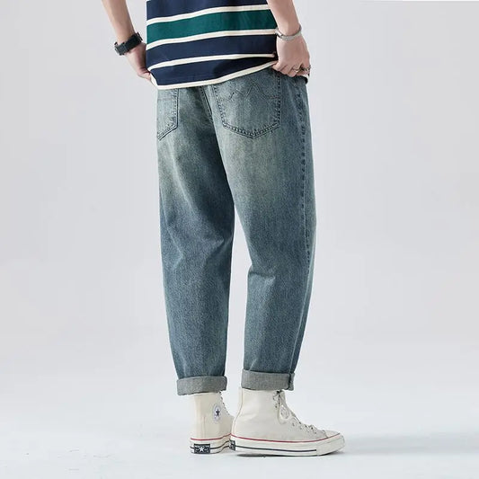 2025 nouveaux hommes d'été mince jean lâche conique décontracté rétro eau mâle coréen pantalon à la mode Streetwear hommes jean pantalon