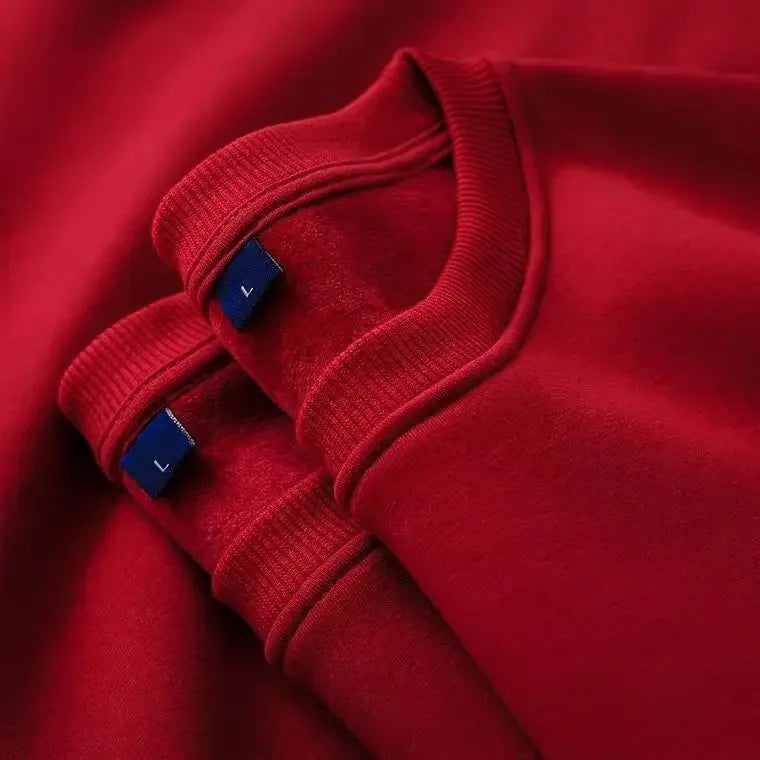 Sweat-shirt épais en peluche de coton pur, pull à col rond solide, mince et lourd, automne et hiver, chaud, 600g