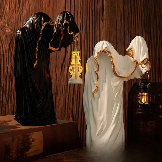 Lanterne de magicien fantôme, décoration amusante indispensable pour Halloween, homme mystérieux foncé, décorations créatives de bureau noires pour Halloween