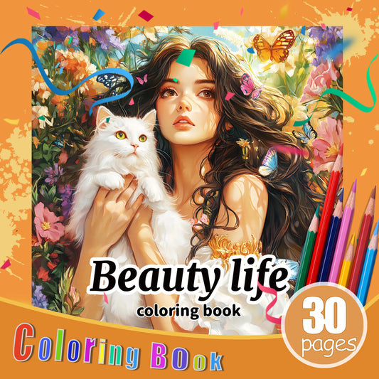 Livre d'images pour adultes: 30 Pages, livre de coloriage de beauté et de vie pour enfants, peinture Graffiti à la main, dessin artistique, cadeau Parent-enfant