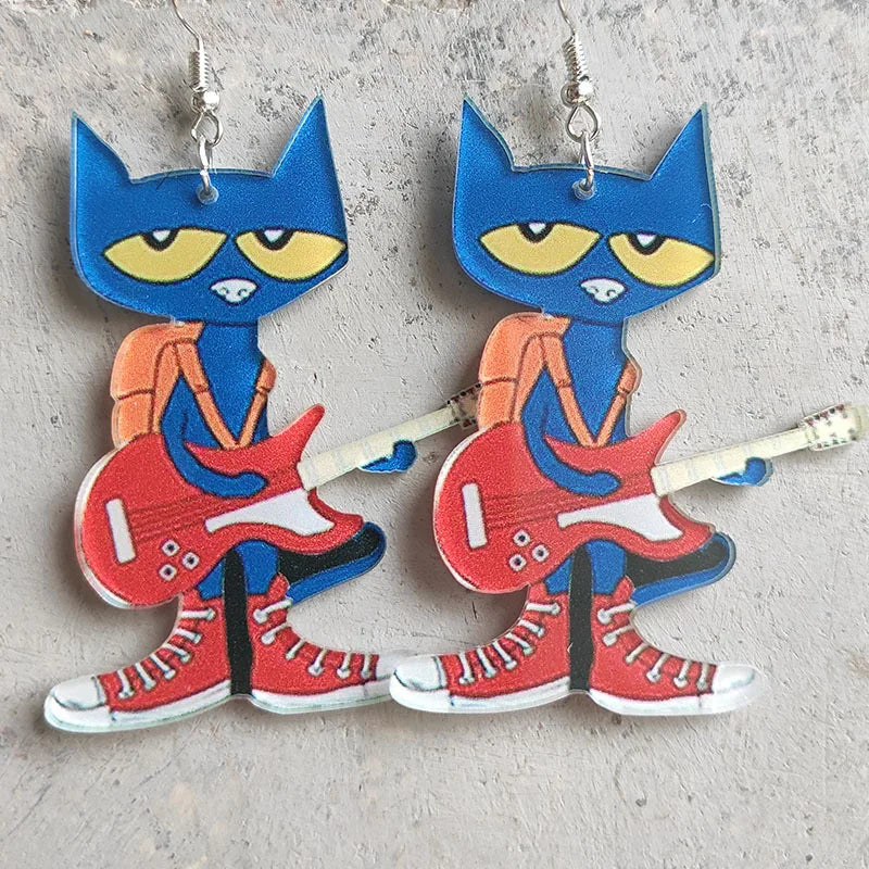 Boucles d'oreilles en acrylique JeTassel pour femmes, flammes européennes, gouttes, coeur, crâne, lame de chat, bijoux punk, gels de poisson, étoile