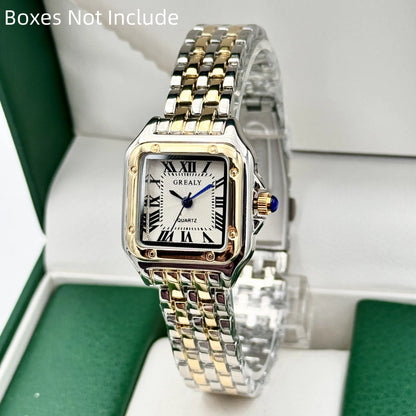 montre lumière or acier inoxydable  montres à Quartz
