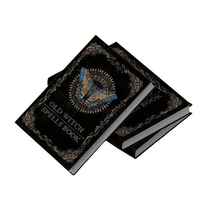 Livre de feuilles de vieille sorcière en relief doré |   A5 Wizardry Grimoire avec motif papillon et symboles mystiques |   Papier premium