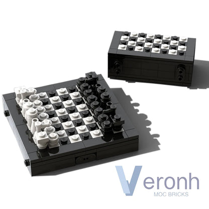 Jeu d'échecs International de voyage pliable et Portable, blocs de construction, briques Moc, Puzzle éducatif, jouets pour enfants, cadeaux d'anniversaire et de noël