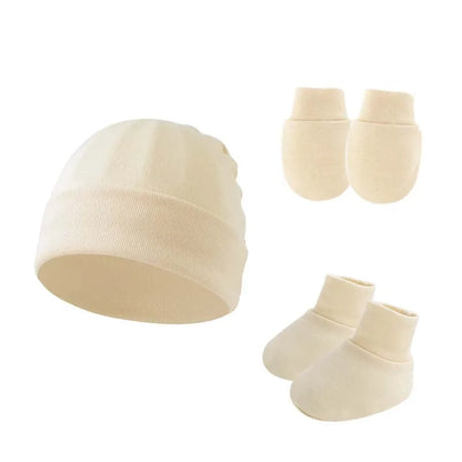 Ensemble bonnets et chaussettes en coton pour nouveau-né, bonnet coupe-vent, bonnet chaud, bonnet turban solide, bonnets désossés pour bébé, 0-6M, printemps et automne