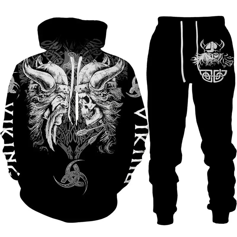 Ensemble sweat à capuche pour hommes, imprimé en 3D, survêtement/pantalon, pull à manches longues, Punk, vêtements de sport décontractés, surdimensionnés, de haute qualité, automne hiver