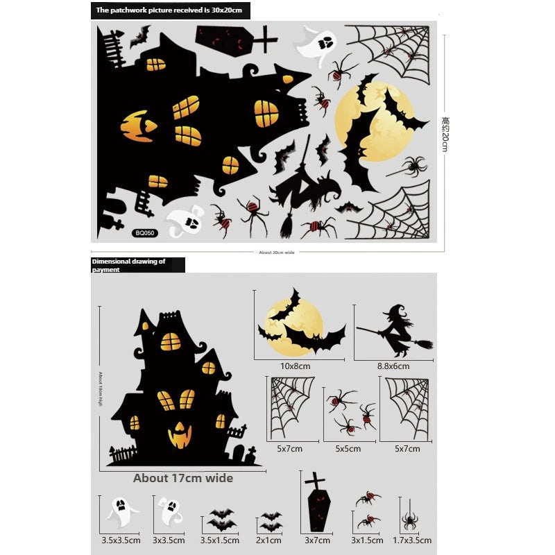Autocollants de fenêtre électrostatiques pour vitrine en verre d'halloween, décoration de scène fantôme Zombies citrouille araignées, décoration de fête d'halloween