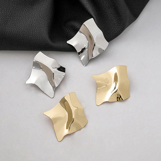 Boucles d'oreilles pendantes en métal pour femmes, boucles d'oreilles Pmot irrégulières, boucles d'oreilles géométriques torsadées,