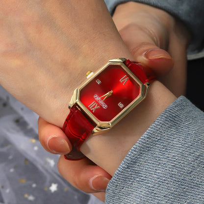 Montre de luxe élégante en cuir Pu pour femmes, montre à Quartz