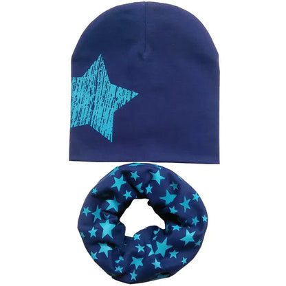 Chapeau en coton imprimé étoile pour bébé, casquette pour tout-petits, écharpe pour bébé, bonnet pour enfants, chapeaux pour garçons et filles, automne et hiver