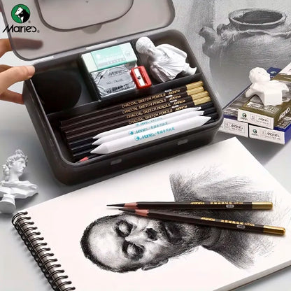 Marie's – ensemble de crayons de grande capacité, 31 pièces/44 pièces, boîte Double couche pour croquis et peinture pour adultes, étudiants et artistes