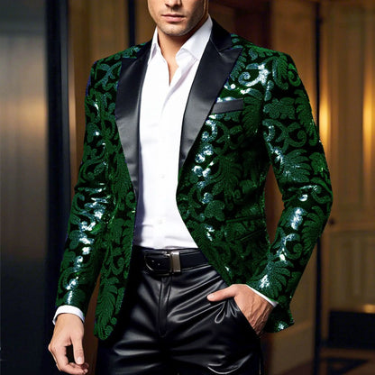 Vêtements d'extérieur pour performance sur scène à bouton unique orné de paillettes brillantes en bleu or vert violet Options pour veste de costume rouge pour hommes