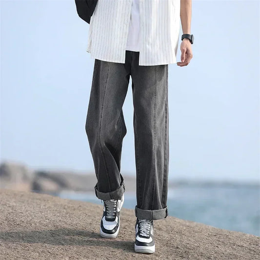 Jean Baggy à Jambes Larges pour Homme, Pantalon en Denim Droit, Classique, Proximité, Wstring, Y2K, Vintage, Streetwear, Nouvelle Mode Coréenne