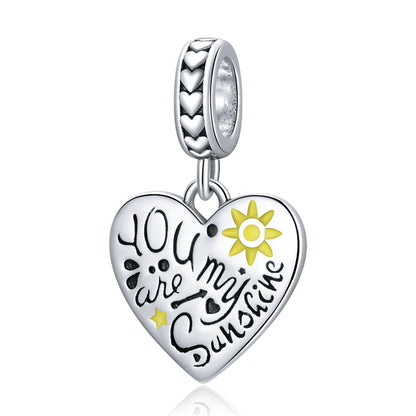 BISAER 925 en argent Sterling coeur série breloque perle coloré Zircon pendentif ajustement famille fête des mères anniversaire Bracelet bijoux à bricoler soi-même