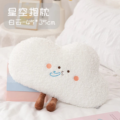 Oreiller ciel étoilé doux, mignon arc-en-ciel, lune, étoile, en peluche, créatif, nuage de soleil, coussin compagnon de sommeil, décoration de maison