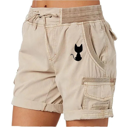 Short de plage imprimé chat mignon pour femme, bermuda taille haute, short de golf actif, mode d'été en plein air, tendance, commandé