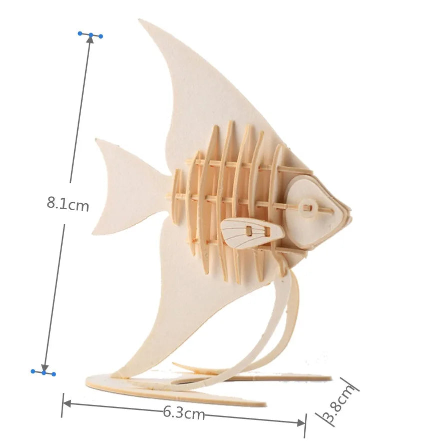 Planche de puzzle en bois 3D pour enfants, jouets d'assemblage de chat, bloc de construction fait à la main, découpé au Laser, modèle de puzzle de Koala de poisson Montessori