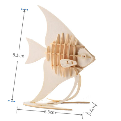 Planche de puzzle en bois 3D pour enfants, jouets d'assemblage de chat, bloc de construction fait à la main, découpé au Laser, modèle de puzzle de Koala de poisson Montessori