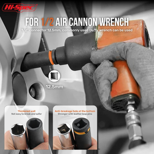 Jeu de douilles à percussion Hi-Spec 6/11 pièces 1/2 "avec douilles de 78mm de Long (10-24mm), jeu de clés à douilles outils mécaniques professionnels