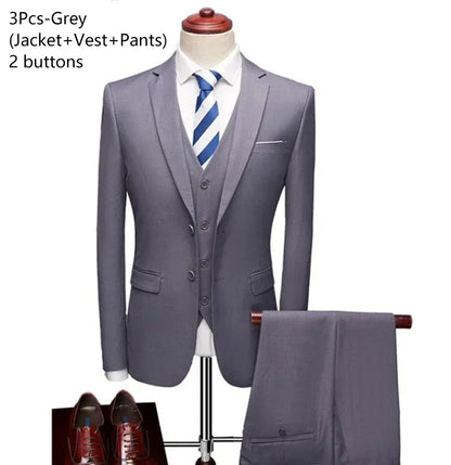 Costumes formels complets Ternos pour hommes, blazers élégants, pantalons et vestes, costume de luxe, vêtements de mariage, affaires, 2 pièces, 3 ensembles