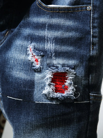 Jean classique en denim bleu pour homme, coupe droite, grande taille, à la mode, pour les affaires, nouvelle collection