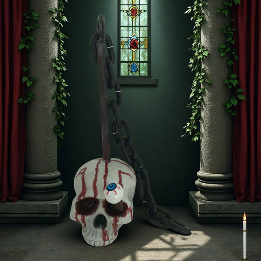 Fournitures de fête créatives de crâne sanglant d'Halloween, décorations de table terrifiantes, arrangements d'atmosphère mystérieuse, style gothique,
