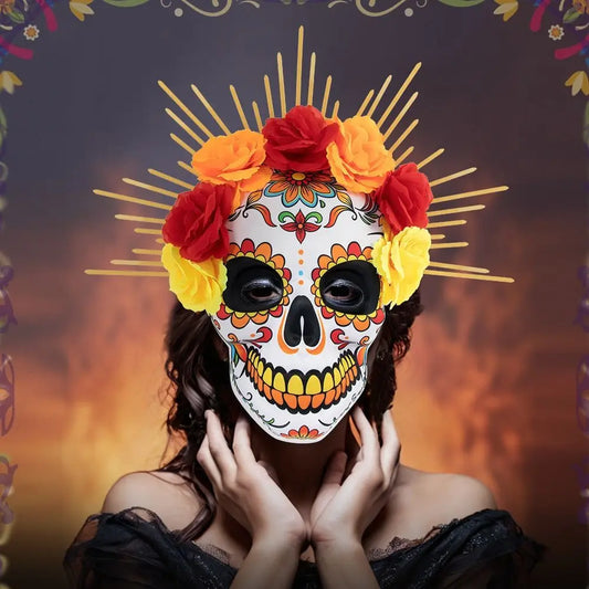 Masque complet du jour des morts pour Halloween, masque complet pour les yeux, masque de fête d'halloween, couvre-chef, masque de crâne tridimensionnel, Cosplay