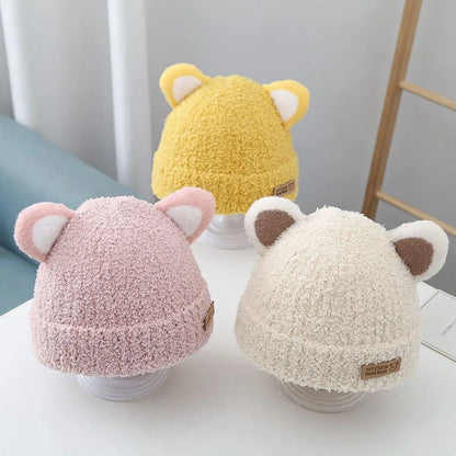 Bonnets de protection des oreilles pour bébés garçons et filles, chapeaux pour tout-petits, bonnet chaud pour bébé, chapeaux en laine douce pour enfants, mignons, hiver