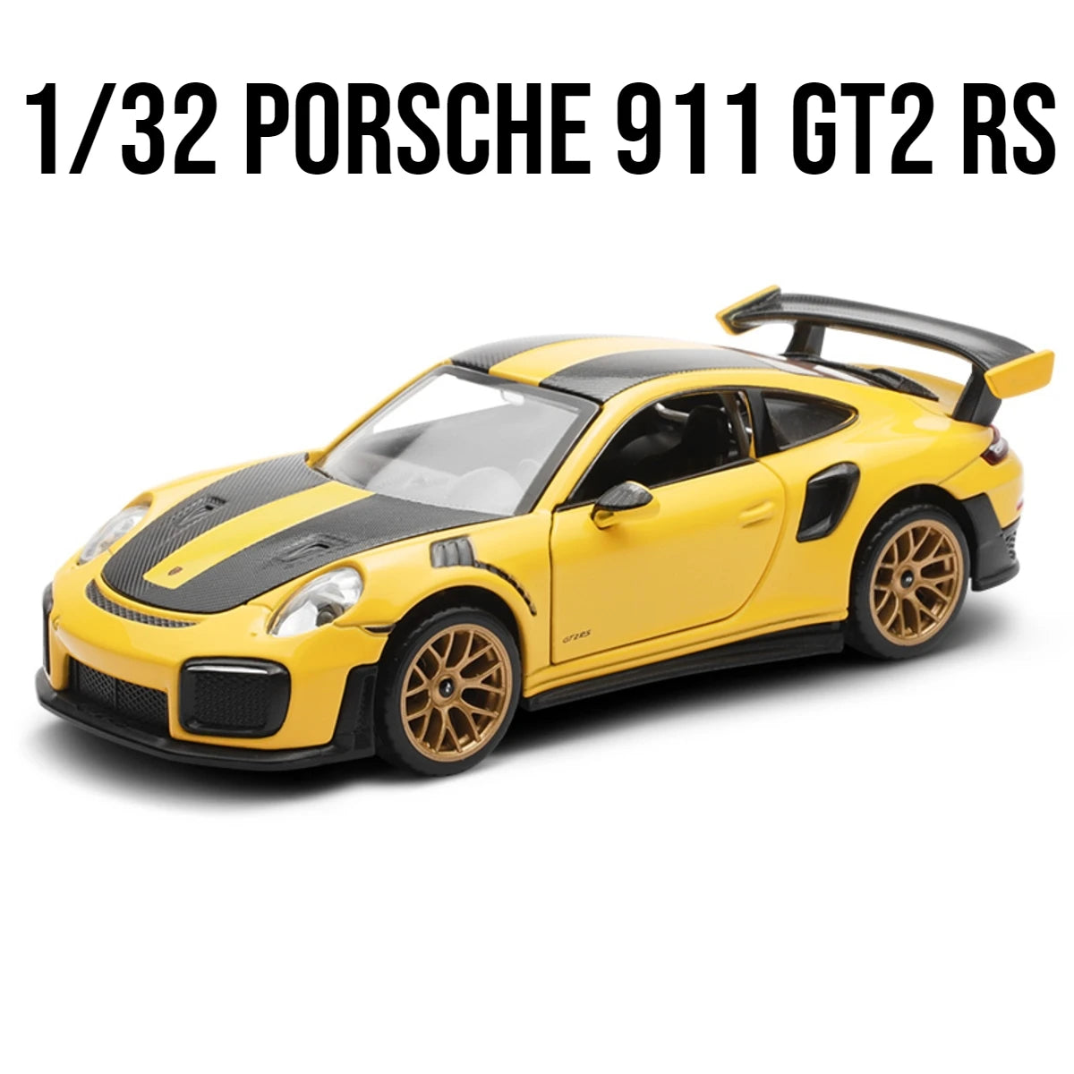 Modèle de voiture jouet Porsche 911 GT2 RS Carrera, course en métal moulé sous pression, Miniature, son et lumière, Collection cadeau pour garçons, 1/32