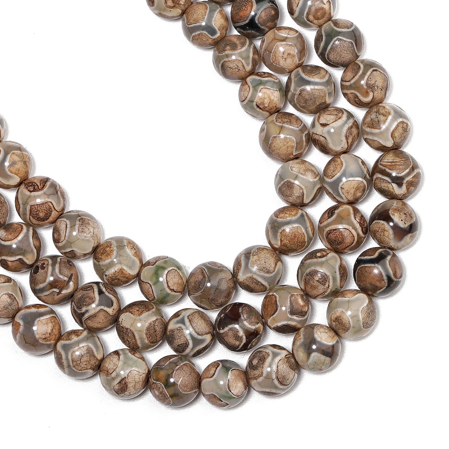 Perles d'agates Dzi tibétaines de football en pierre naturelle de 8mm, rondes d'espacement amples pour la fabrication de bijoux, accessoires de Bracelet à bricoler soi-même, vente en gros