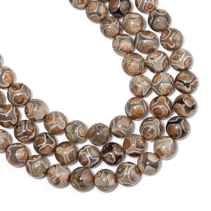 Perles d'agates Dzi tibétaines de football en pierre naturelle de 8mm, rondes d'espacement amples pour la fabrication de bijoux, accessoires de Bracelet à bricoler soi-même, vente en gros