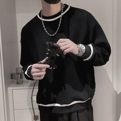 ChimMen's Round Neck Casual Oversize Long Sletransved Pull pour hommes, Abonnés, Édition coréenne, Printemps, Automne, Nouveau, 2024