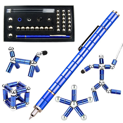 Stylo Fidget de décompression magnétique, stylo à bille en métal multifonctionnel avec boules magnétiques colorées, cadeau Gadget Cool pour les enfants