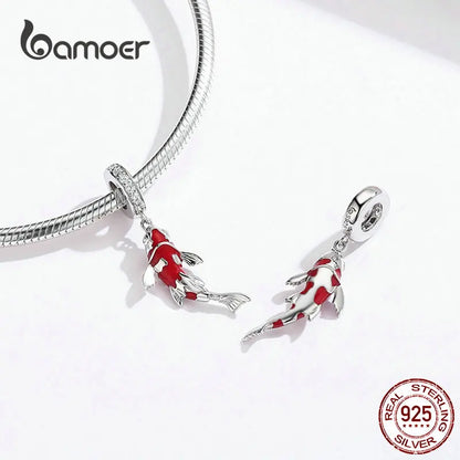 Bamoer 925 argent Sterling émail rouge poisson