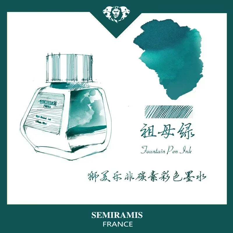 SEMIRAMIS 25 couleurs 30 ml  encre stylo plume sans carbone