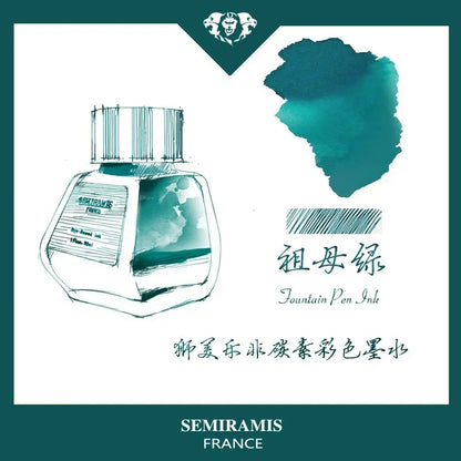 SEMIRAMIS 25 couleurs 30 ml  encre stylo plume sans carbone