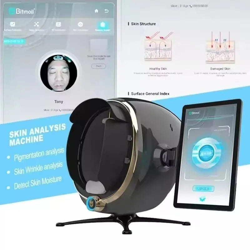 Scanner de peau 3D, analyseur de soins du visage, Machine de moniteur, miroir magique, Test Portable, détecteur d'anglais, analyse de Test de caméra faciale