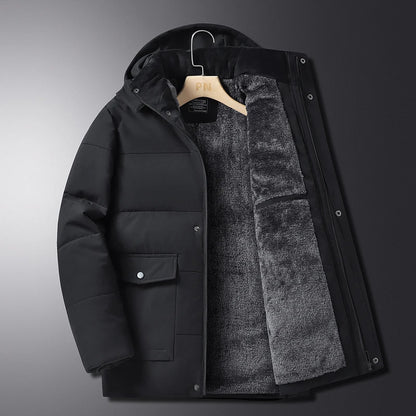 DIUJZEO-Parkas coupe-vent d'extérieur pour hommes, veste d'hiver, coton rembourré, optique chaude, doublure en cachemire de qualité, poignées de chapeau amovibles