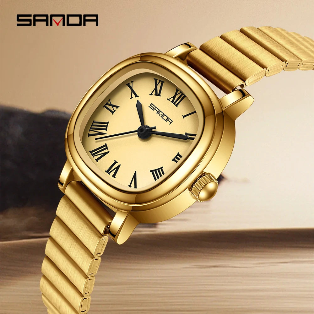 SANDA 1137 mode femmes Quartz élégant or Rose Simple romain bracelet en acier inoxydable