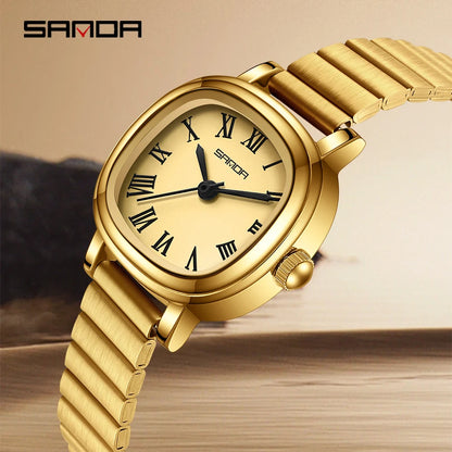 SANDA 1137 mode femmes Quartz élégant or Rose Simple romain bracelet en acier inoxydable