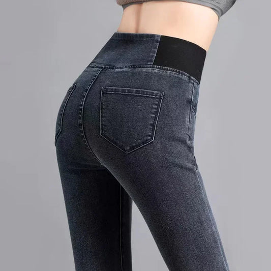 PTKPCC nouveau taille élastique jean moulant femmes printemps mince Stretch Denim pantalon Vintage crayon Vaqueros maman pantalons De Mujer